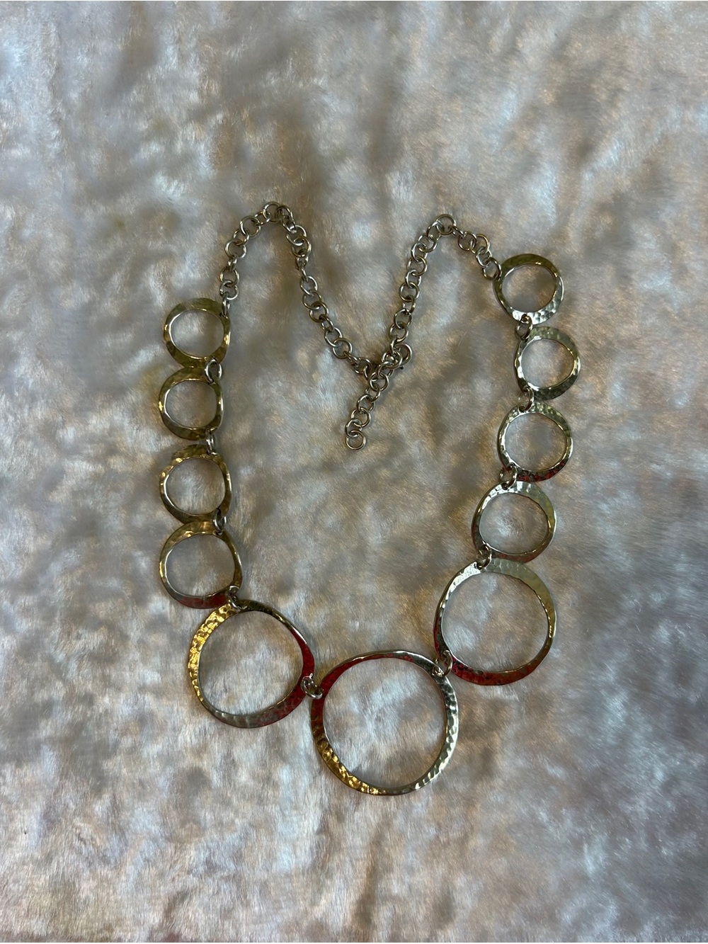 🍀925 Sterling Silver Hammered Multi-Ring Statement Necklace